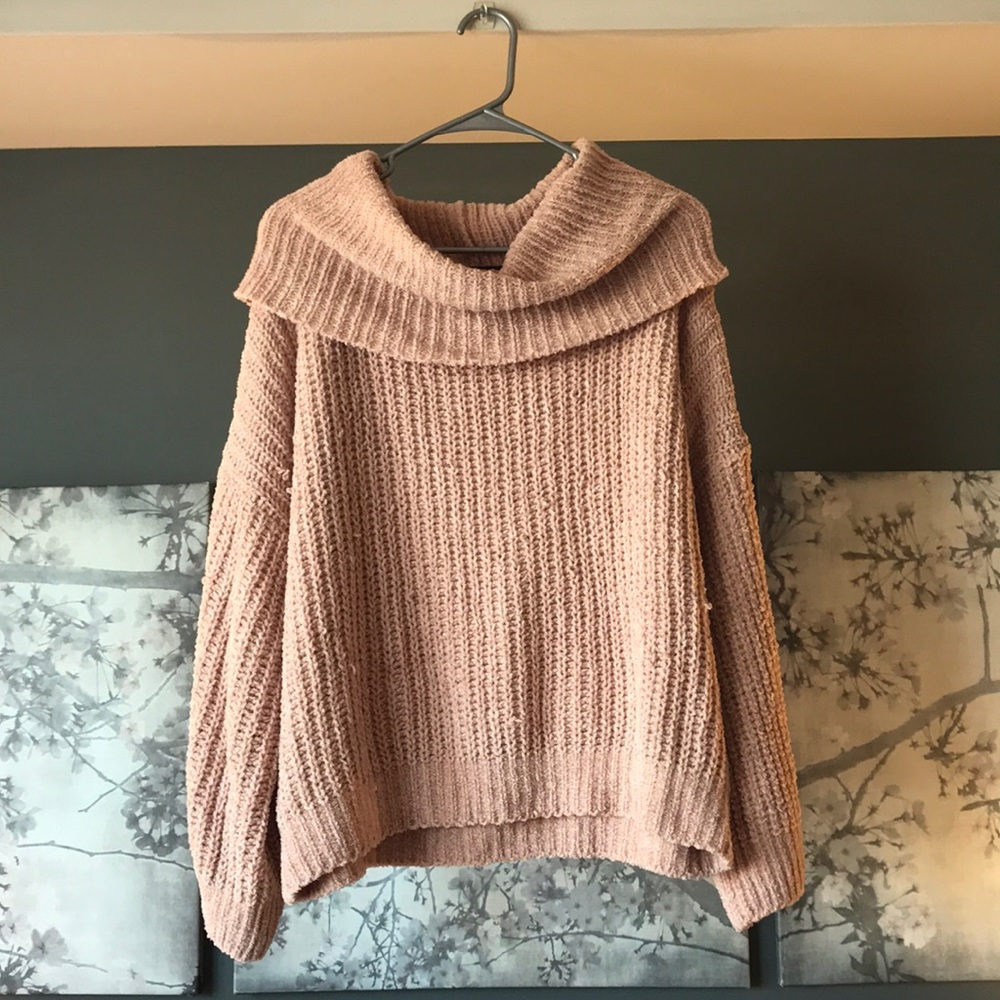 SOLD/MB - Express Cozy Peach Cowl Neck Sweater - Picture 1 of 2